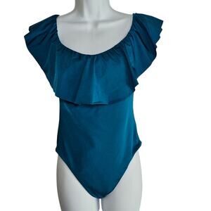Trina Turk Monaco Solids Off the Shoulder Ruffle One-Piece Size 10